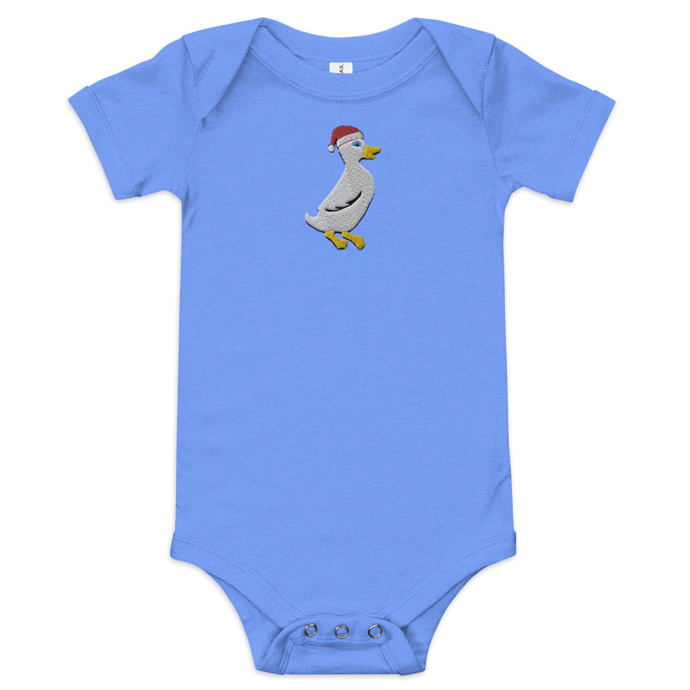 Santa Duck Short Sleeve Baby Onesie