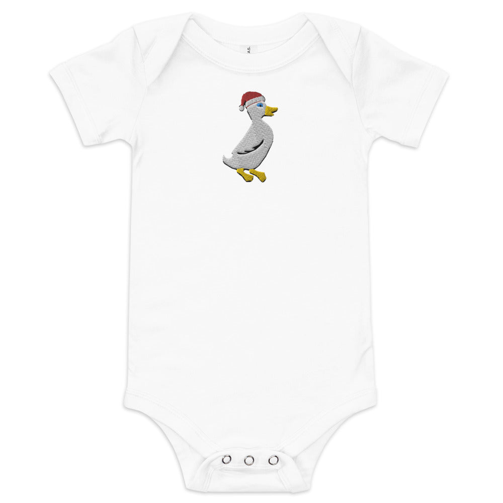 Santa Duck Short Sleeve Baby Onesie
