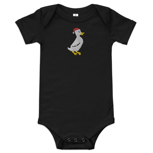 Santa Duck Short Sleeve Baby Onesie