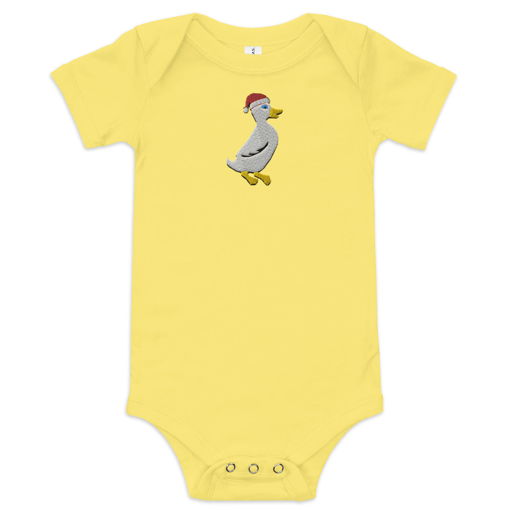 Santa Duck Short Sleeve Baby Onesie